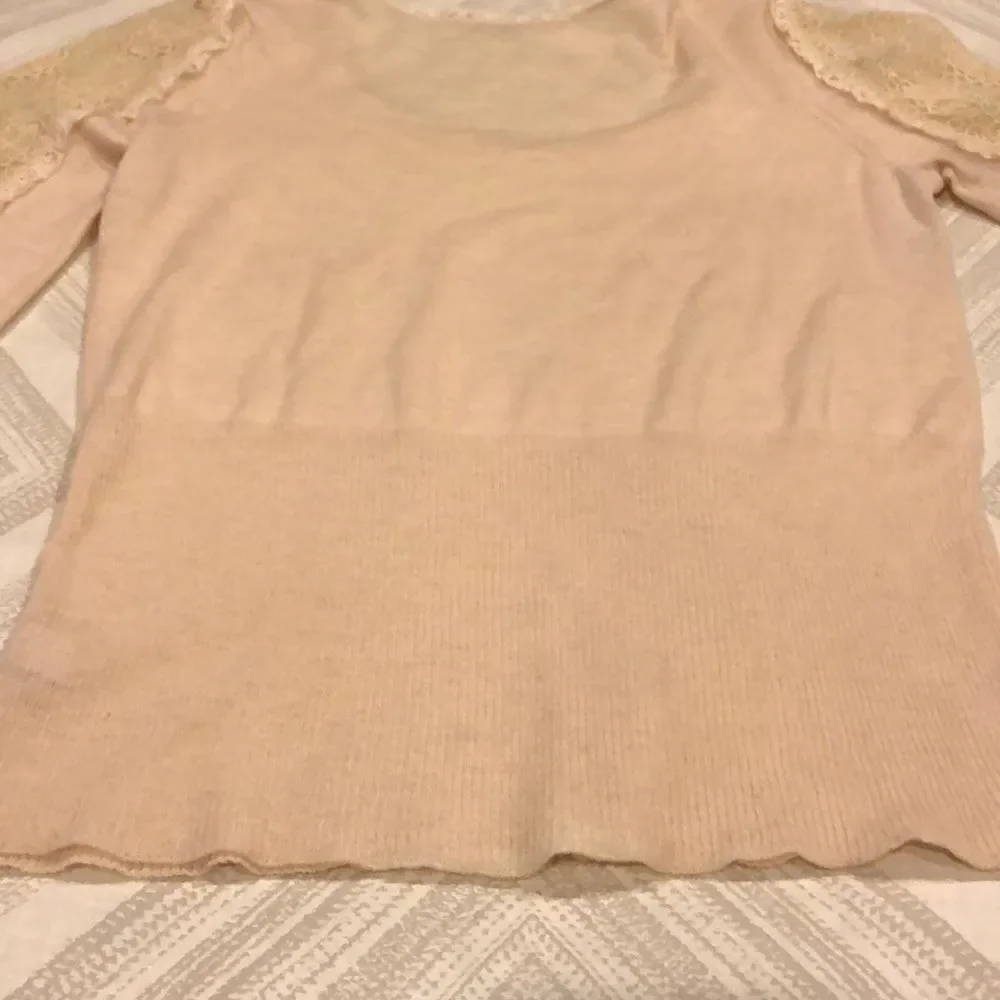 Knitted Knotted Anthropologie Ivory Lace Sweater Size Medium
